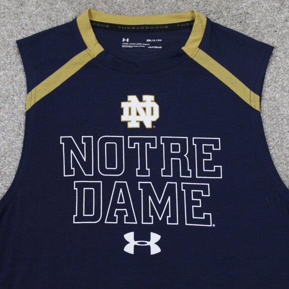 Notre Dame Tank Top Men Small Blue Under Armour Threadborne Loose Fit Heatgear - Picture 6 of 11